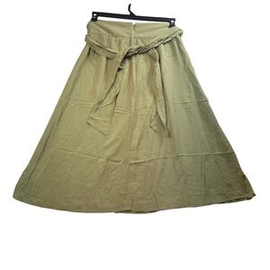GAP Womens Size 12 Green Rayon Blend Tie‎ Waist A Line Midi Skirt NWT flowy